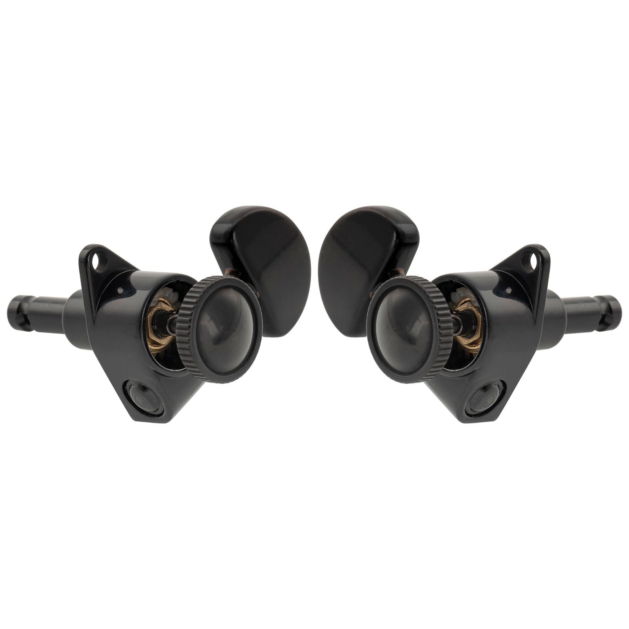 Musiclily Pro R18K 3R3L Clavijas de Afinación Bloqueo 18:1 Ratio Clavijeros Bloqueantes con Botón Media Luna para Guitarra Eléctrica Acústica, Negro