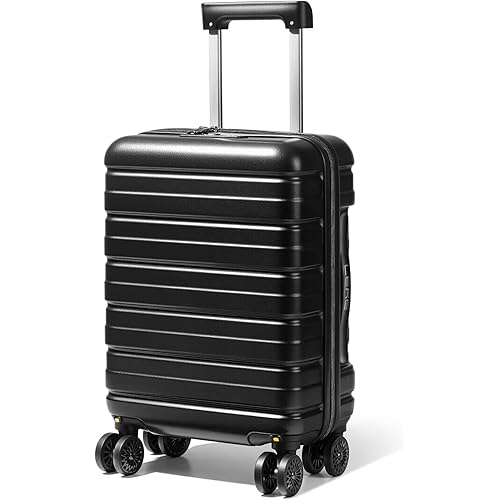 Lekesky 16 Inch Carry On Luggage Airline Approved, Hard Shell Suitcase with TSA Lock, Lightweight Spinner Wheels Durable ABS Compact Carry-On for Travel Weekend Trips Men Women, Black