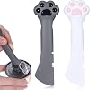 2PCS Cat Food Spoon, Reusable Cat Paw Pet Foods Can Opener with Spoon, Silicone Pet Foods Spatulas for Cats and Dogs, Cute Pet-Can Opener Spatula Scoop for Wet or Dry Food (White, Gray)