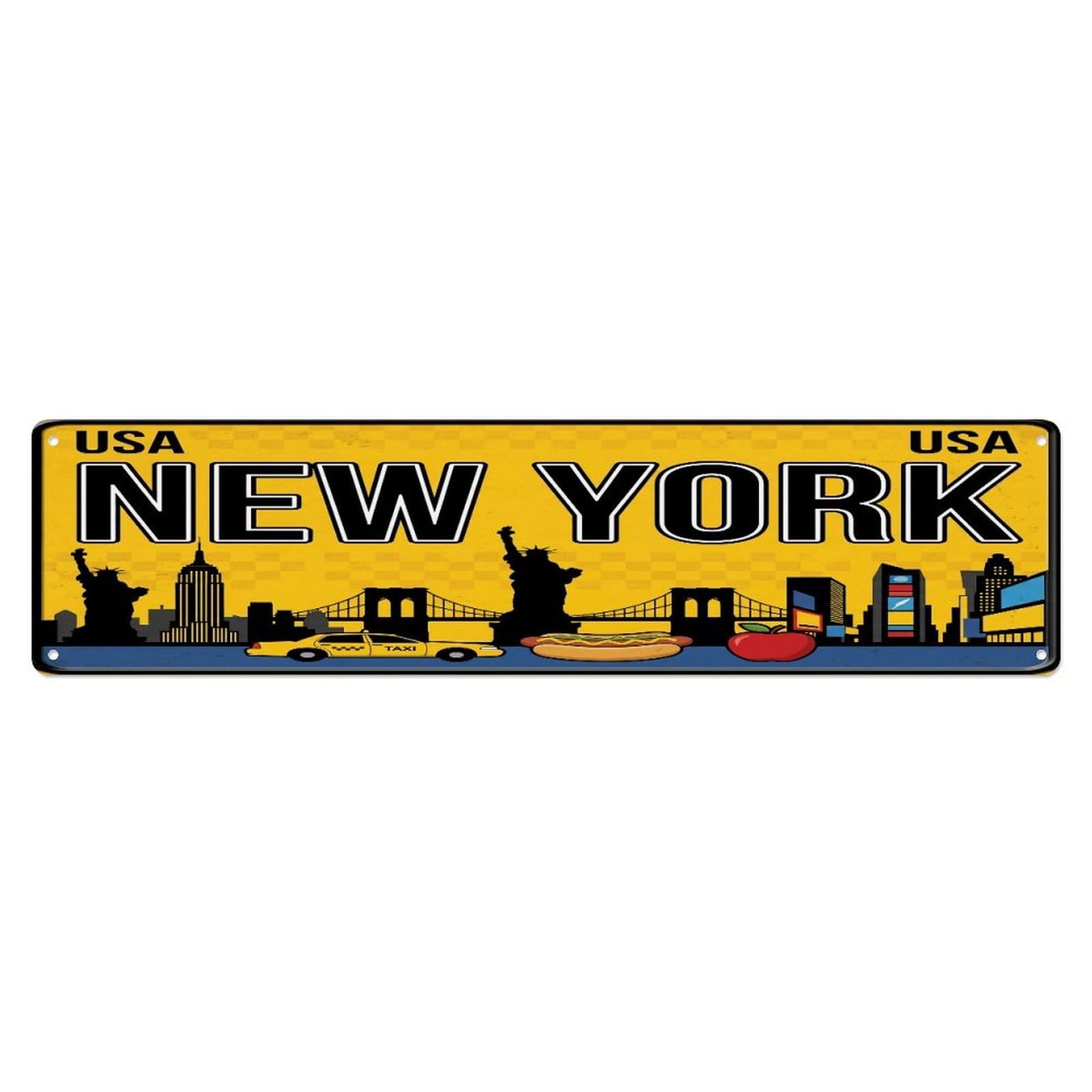 Tgrcjimh Style Metal Tin Sign Vintage Travel New York Usa Statue Liberty