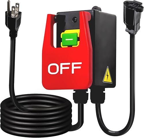 Powertec 120V Interruptor de paleta magnético monofásico encendidoapagado, 9 amperios con cables estándar de 5.5 pies, palanca de rodilla para