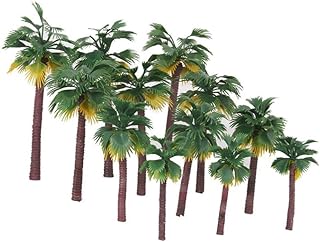 Homoyoyo Potted Plants Artificial Decor 12PCS Model Trees Model Train Palm Trees Tropical Forest Miniature Landscape Scenery Diorama Architecture Trees (B) Indoor Plants Accessories