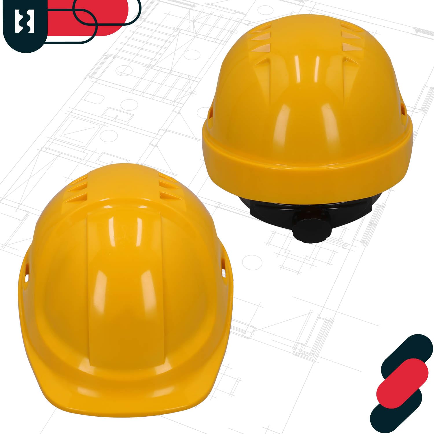 KOTARBAU® Casque De Chantier - Plastique - Jaune - Casque Sécurité Chantier - Réglable - pour Travail Protection
