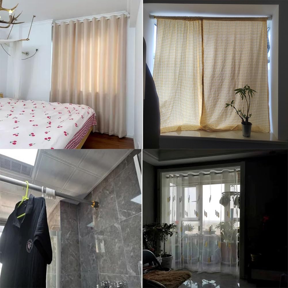 Barra telescópica ajustable para cortina de ducha, barra de acero inoxidable de 360-450 cm, antideslizante, fácil instalación para baño y balcón, perfecta para uso doméstico (negro)