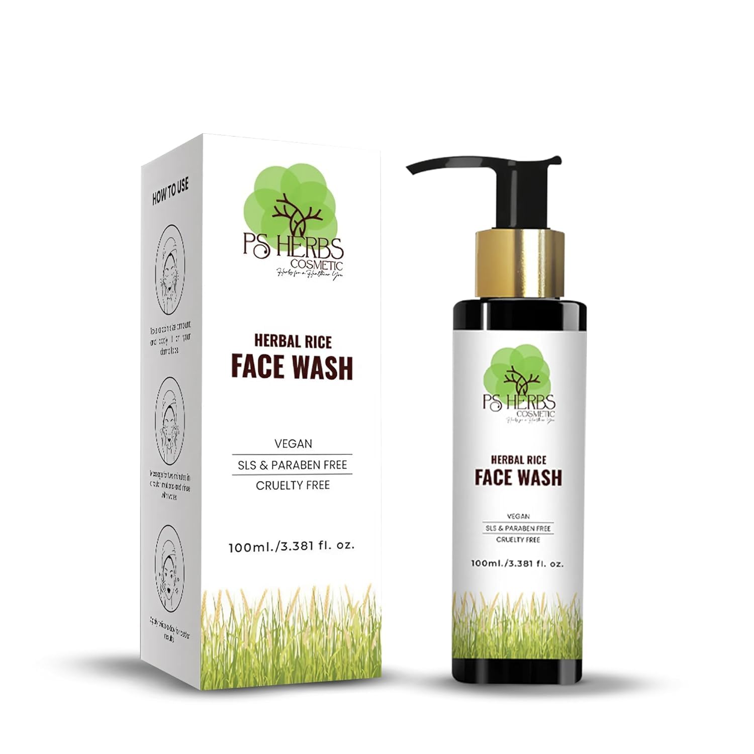 PS Herbs Cosmetic Herbal Rice Face Wash - Gentle Cleanser for Glo...