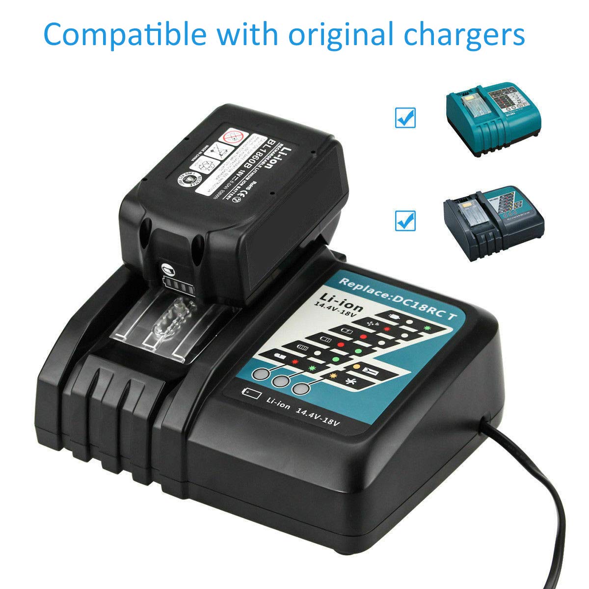 Venghts BL1860B 18V 5.5Ah Batterie De Remplacement Pour Batterie 18V BL1860B BL1860 BL1850B BL1850 BL1840B BL1840 BL1845 194205-3 194309-1 LXT-400