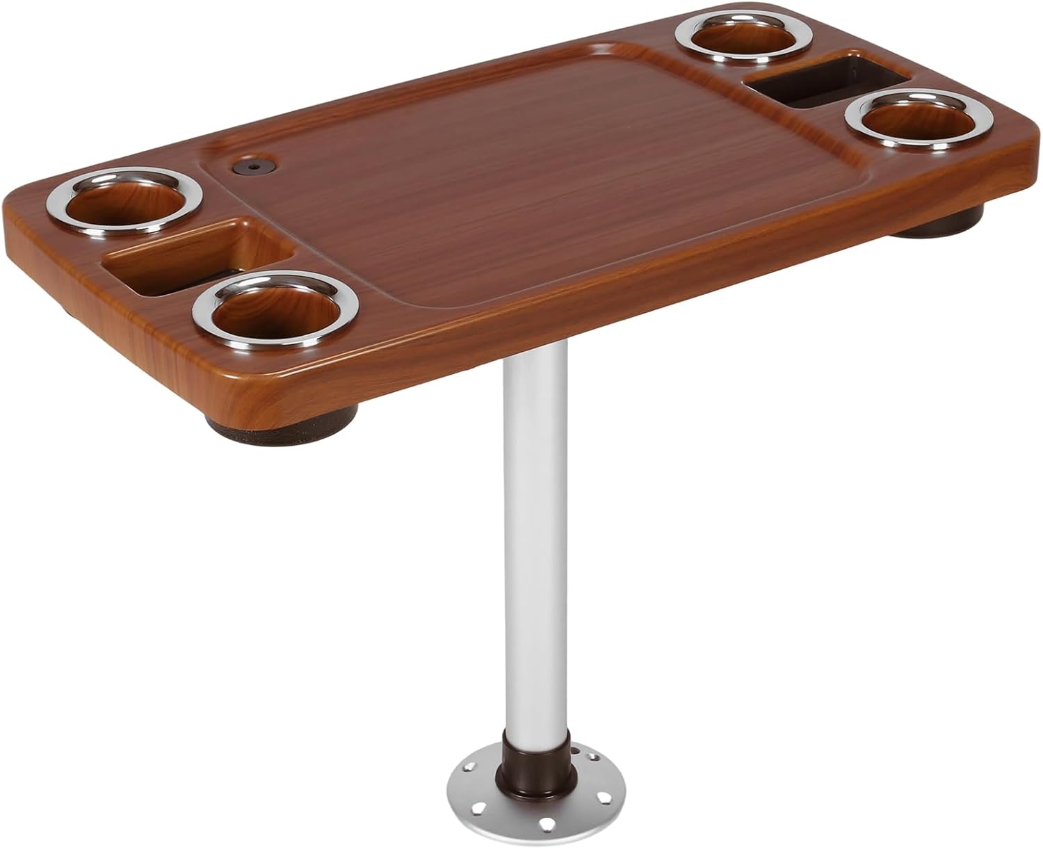 Pontoon Boat Tables and Mounts Adjustable Yacht Boat Marine Rv Pedestal Table with Top 4 Drink Holders 2 Phone Stands 34X18 Inch Utility Ship Accessories