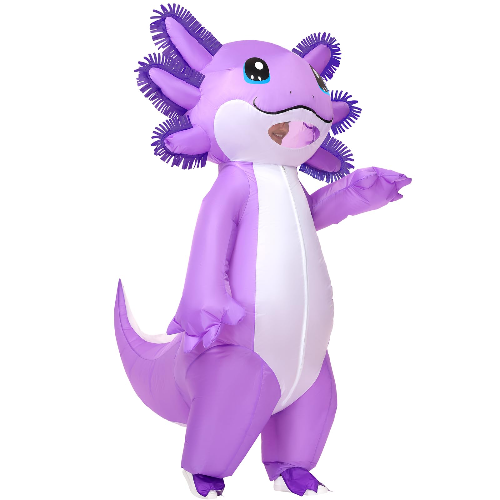 Poptrend Inflatable Axolotl Costume for Kids, Axolotl Halloween Costumes Children Blow up Costumes Funny Fancy Dress Party (Purple)
