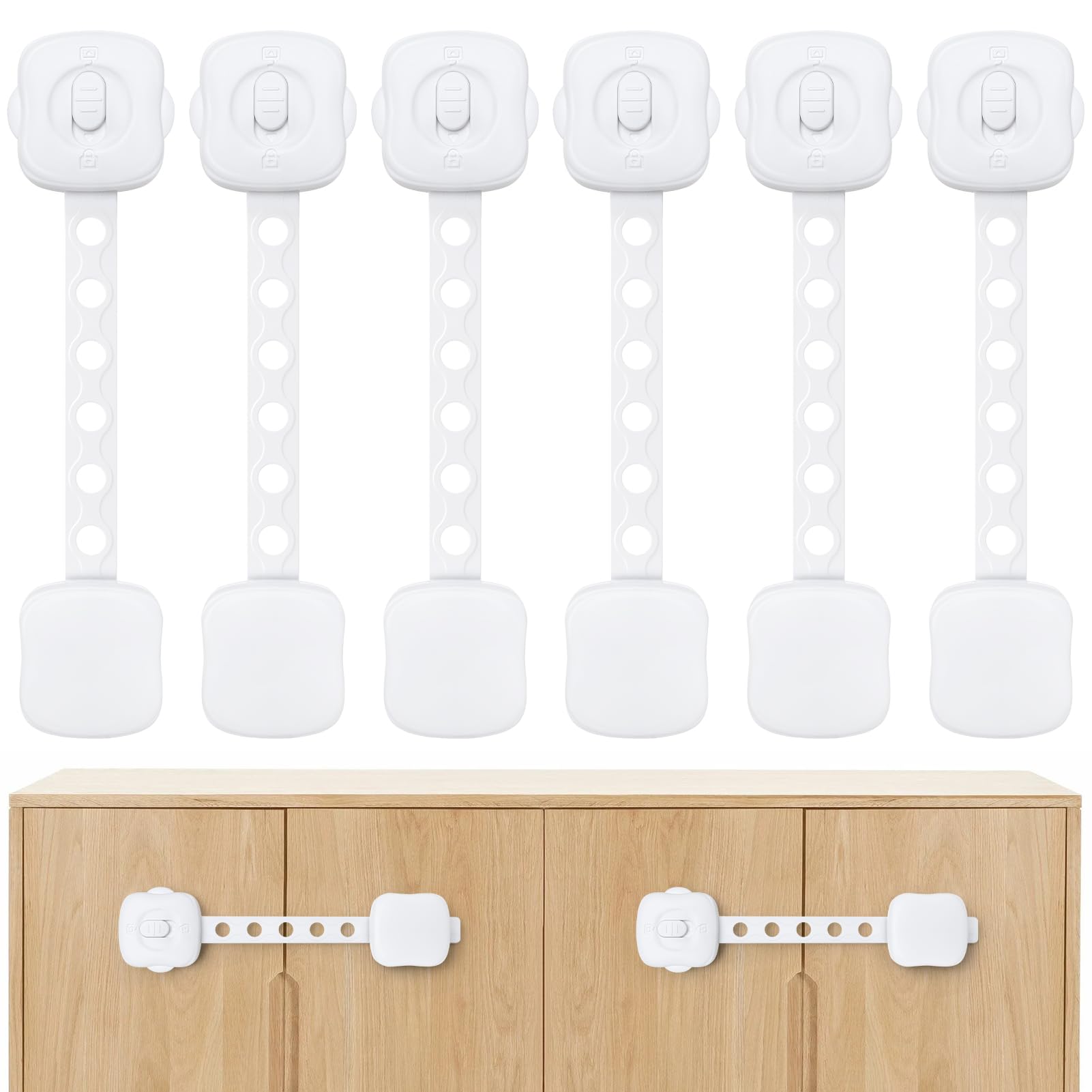 Serrature Di Sicurezza Per Armadi - 6 Blocchi A Prova Di Bambino Con Adesivo - Ideali Per Cucina E Cassetti