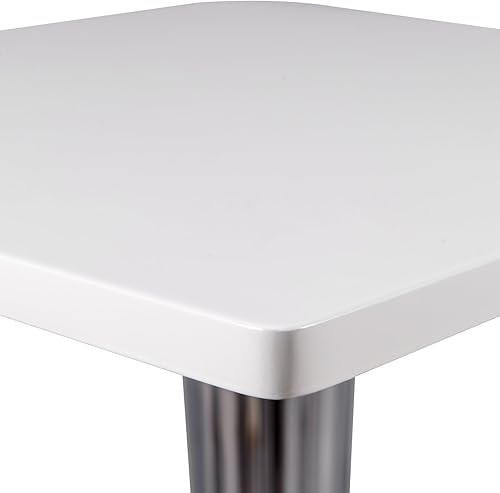 Miniatura 6 de LeisureMod Modern Glen - Mesa de comedor cuadrada de MDF en color blanco con base cromada acrílica