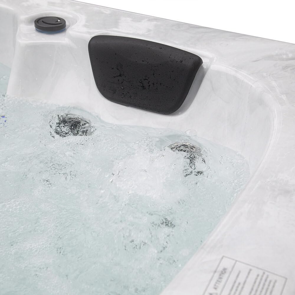 Home Deluxe - Outdoor Whirlpool - White Marble Pure - Maße: 210 x 160 x 85 cm - Inkl. Heizung, 27 Massagedüsen und 9 Lichtquellen | Jacuzzi Außen Whirlpool Spa für 3 Personen