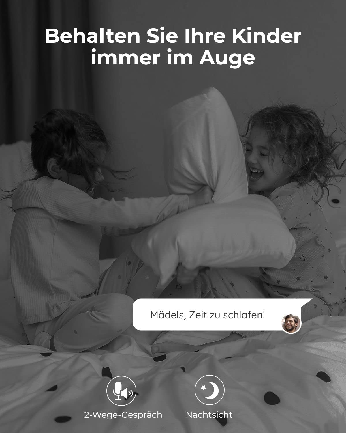 Reolink WLAN IP Kamera Indoor Schwenkbar, Überwachungskamera Innen Handy 3MP HD mit 2,4 GHz WLAN, 355° Schwenk- / 50° Neigung, Zwei-Wege-Audio, IR-Nachtsicht E1 (Generalüberholt)