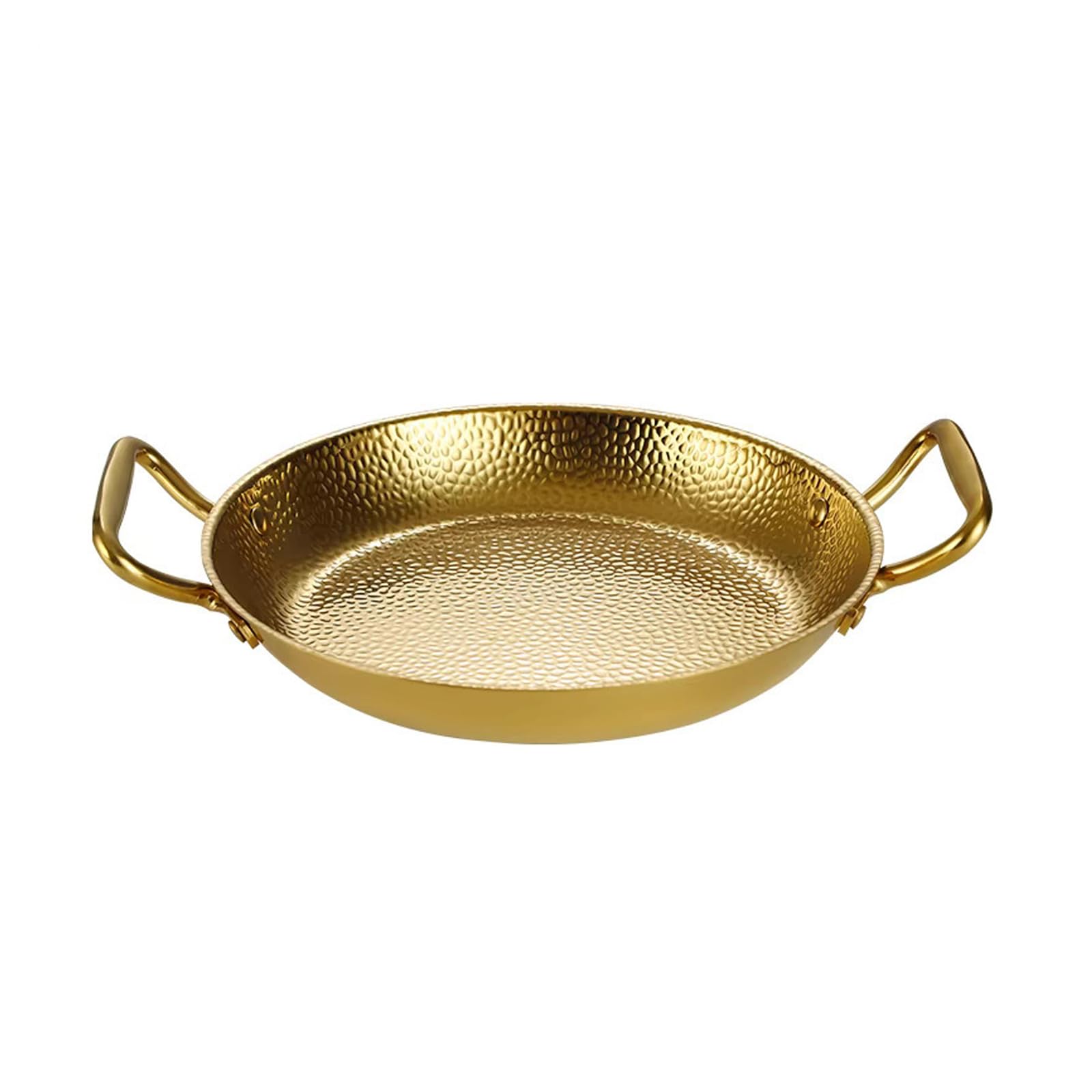 TQUXNGA Double Handle Stainless Steel Paella Pan with Hammered Finish Kitchen Cookware for Home Cooking and Parties Hammered Texture Pan