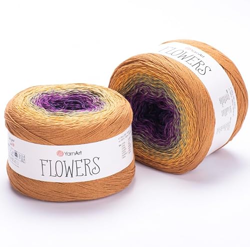 YarnArt Flowers Gradient Cotton Cake Yarn, 1094 Yards, Color 315-2 Pack