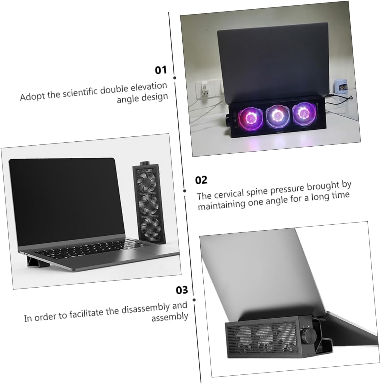 jojofuny RGB Adjustable Laptop Cooling Pad Heightened Stand for Gaming Laptops Professional Notebook Cooler 3-Speed Fan Ergonomic Design for Desk Use