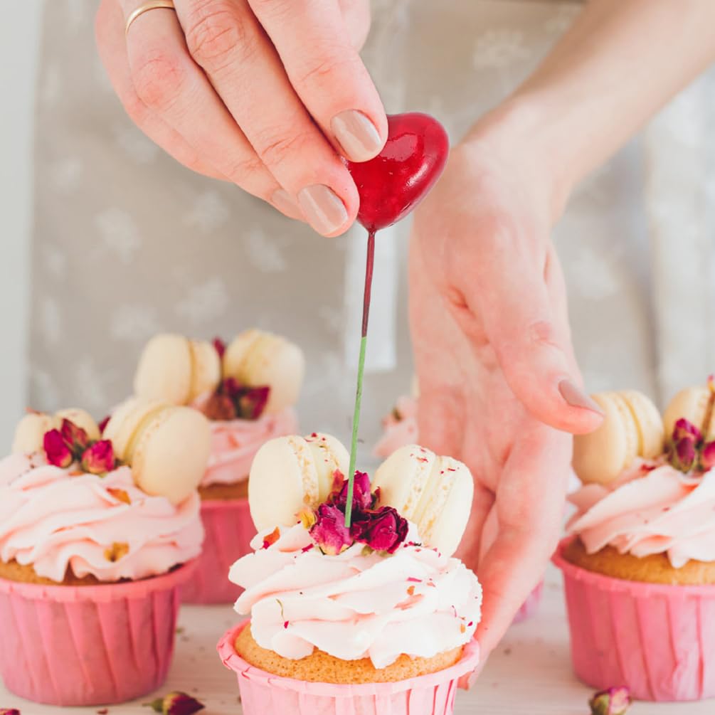 NUOBESTY 20pcs Red Heart Cake Toppers Valentine’s Day Cake Decorations Cupcake Toppers for Wedding Party Bridal Shower Decorations Supplies - Image 2