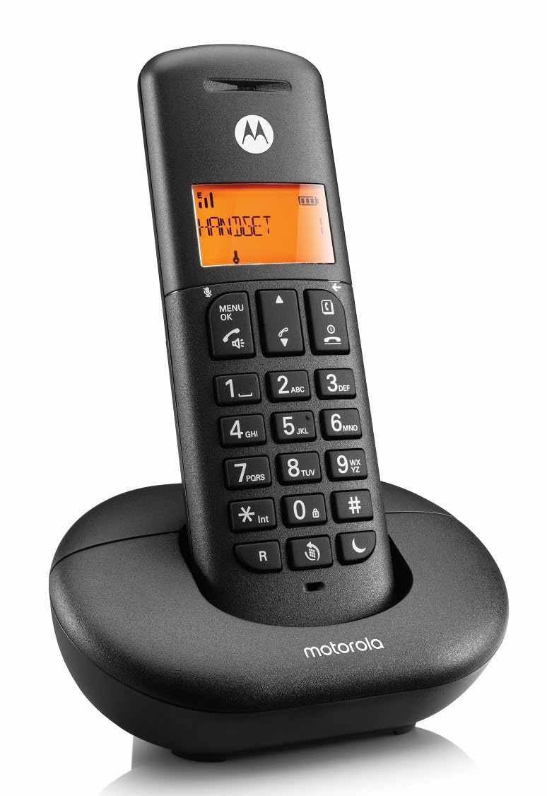 Motorola E201 Cordless Phone - Black, Black