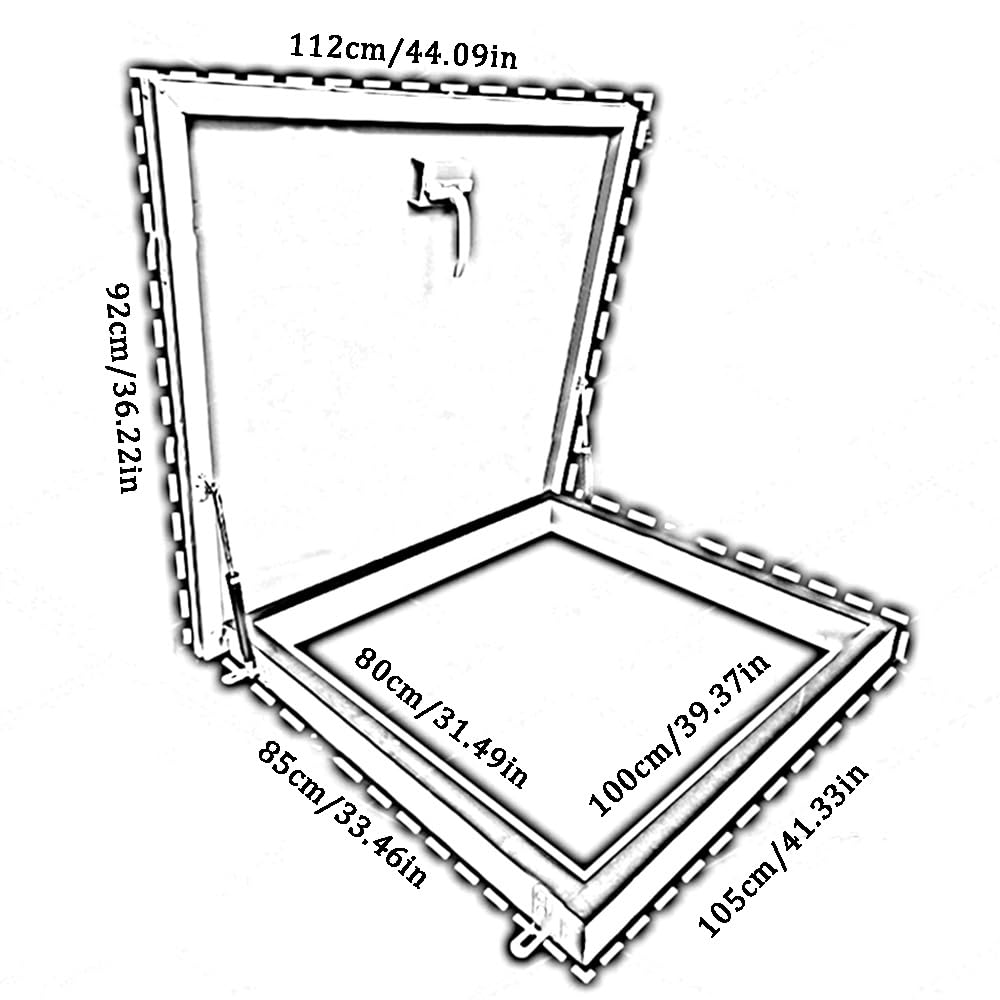WIGING Trampilla De Acero Galvanizado para Ático Sótano Escaleras Tapa De Salida con Amortiguador De Gas, Impermeable para Ático Tapa De Trampilla para Patio(100x80x7cm)