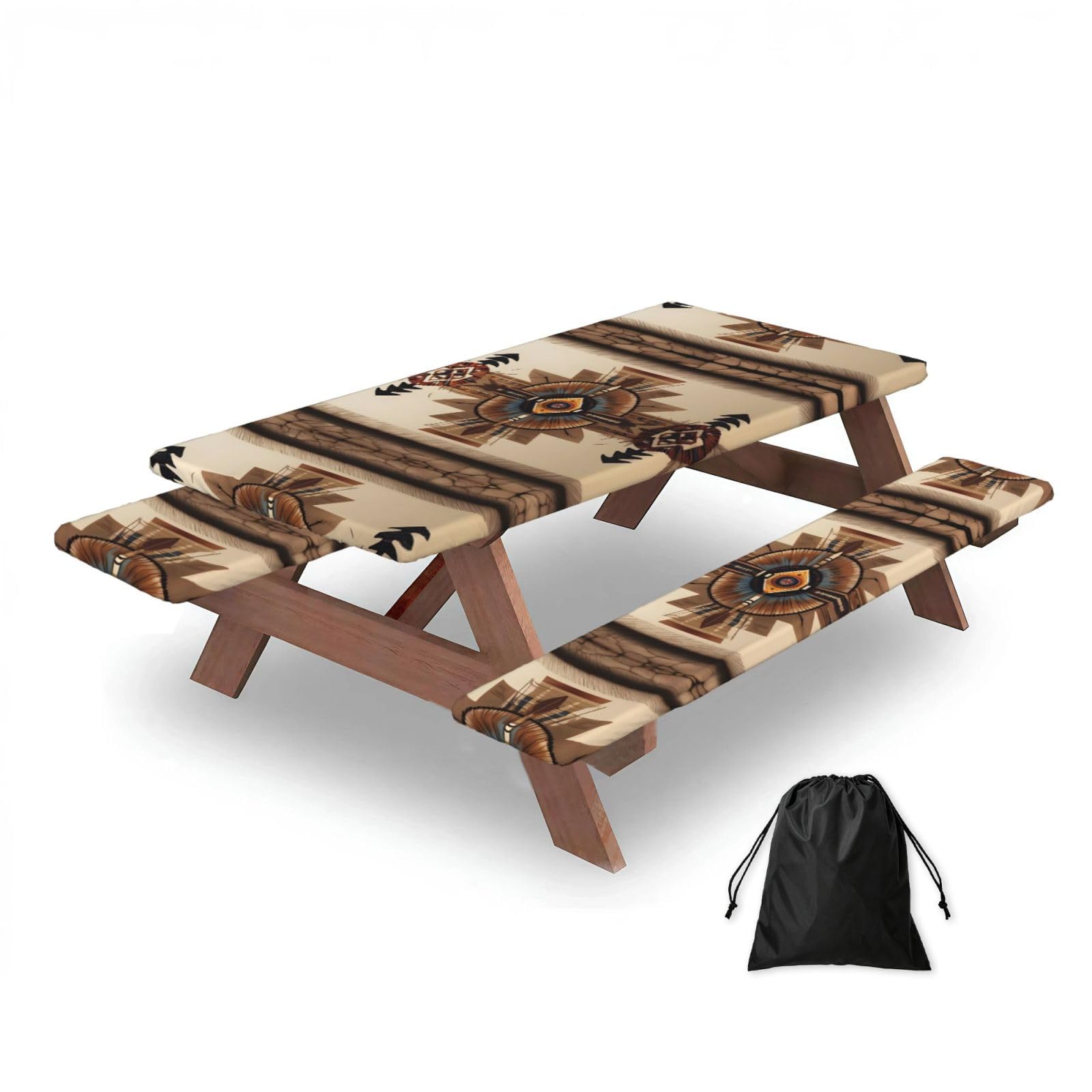 Native American Painting Rectangular water-repellent picnic tablecloths, outdoor camping, picnic, BBQ
