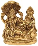 Lord Vishnu and Goddess Lakshmi Seated on Sheshnag - Brass Statue