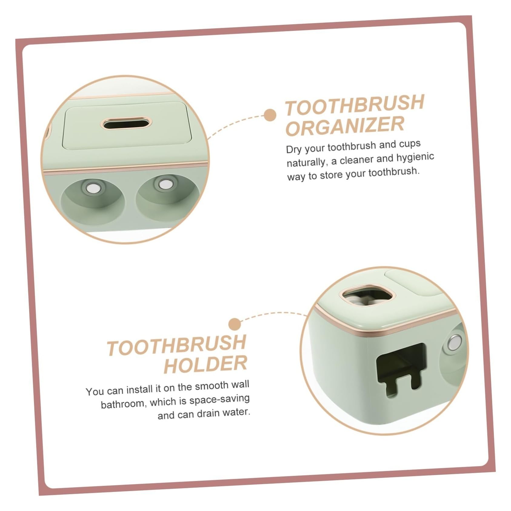 Soportes para cepillos de Dientes Bathroom Essentials - Estante de Almacenamiento for Montaje en Pared, dispensador Pasta Dientes, Soporte for Cepillo Organizador de Accesorios