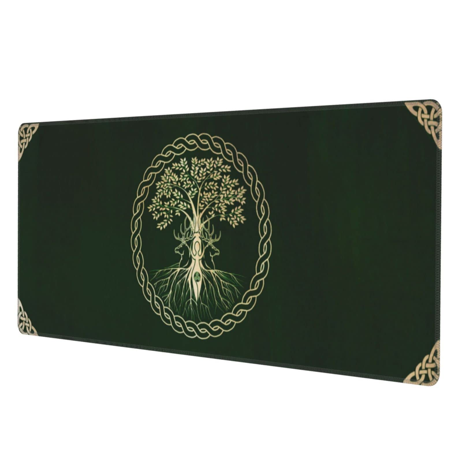 Ritual Celta Nórdica Vikinga Diosa Wicca Yule Gaming Teclado Alfombrilla de Ratón Accesorios Gigante Extendida XL con Borde Cosido y Base de Goma Antideslizante para Hogar y Oficina (80 x 30 cm)