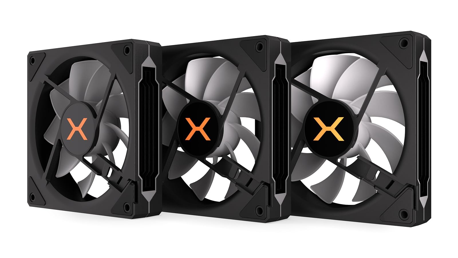 KRUX Corvus 120 ARGB - Ventola per PC 3 x 120 mm, fino a 1600 giri/min, controllo della velocità PWM, cuscinetti idraulici, supporti in schiuma antivibrazione, effetto specchio infinito