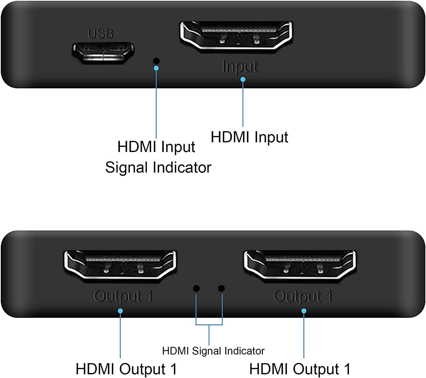 4K@60Hz HDMI Splitter,4K HDMI Splitter for 2 Monitors - Auto Scaling Function,【Duplicate 2 Same Outputs,Not Extend】, 1x2 HDMI Splitter for 3840x2160@60Hz,HDCP2.2,HDR,RGB 4:4:4, 18.5Gbps,1080P,3D