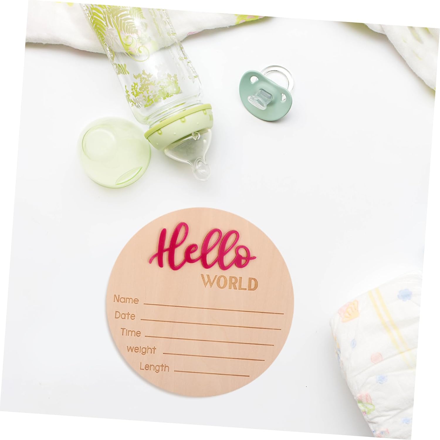 4pcs Wooden Birth Announcement Sign Cards Names for Newborn Shower Decor Birth Announcement for Nursery