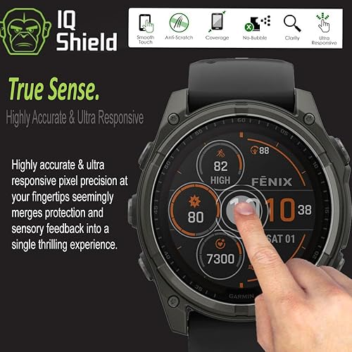 Miniatura 9 de IQShield Protector de pantalla compatible con Garmin Tactix 8/Fenix 8 (Solar/Amoled), Fenix E/Garmin Fenix 7X (Solar/Sapphire Solar) 2.008 in