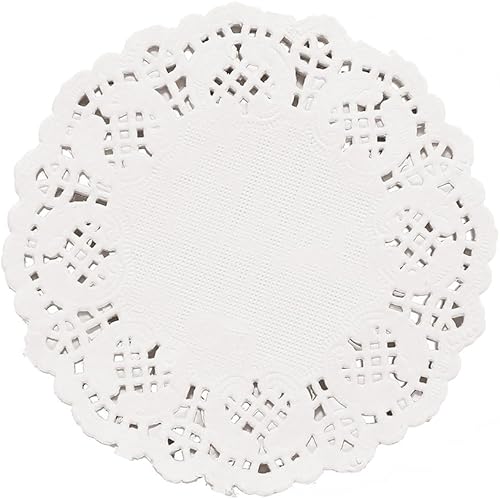 DECORA Doilies de papel de encaje blanco redondo de 35 pulgadas para decoración de vajilla de boda paquete de 100