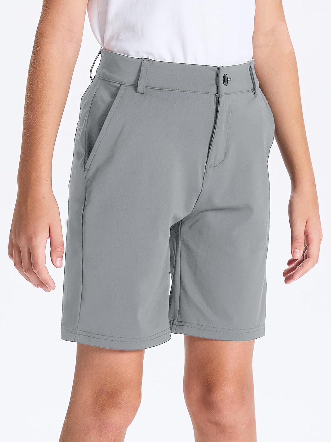 DEVOROPA Youth Boys Golf Shorts Stretch School Uniform Clothes Kids Flat Front Dress Chino Hybrid Twill Casual Shorts Pockets - Image 3