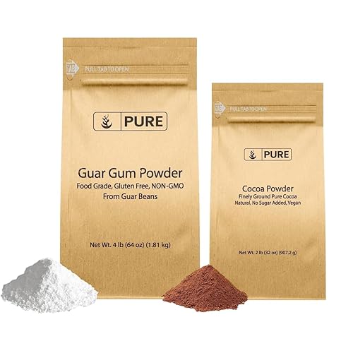 Pure Original Ingredients Paquete de goma guar y cacao en polvo, varios tamaños, chocolate caliente, hornear