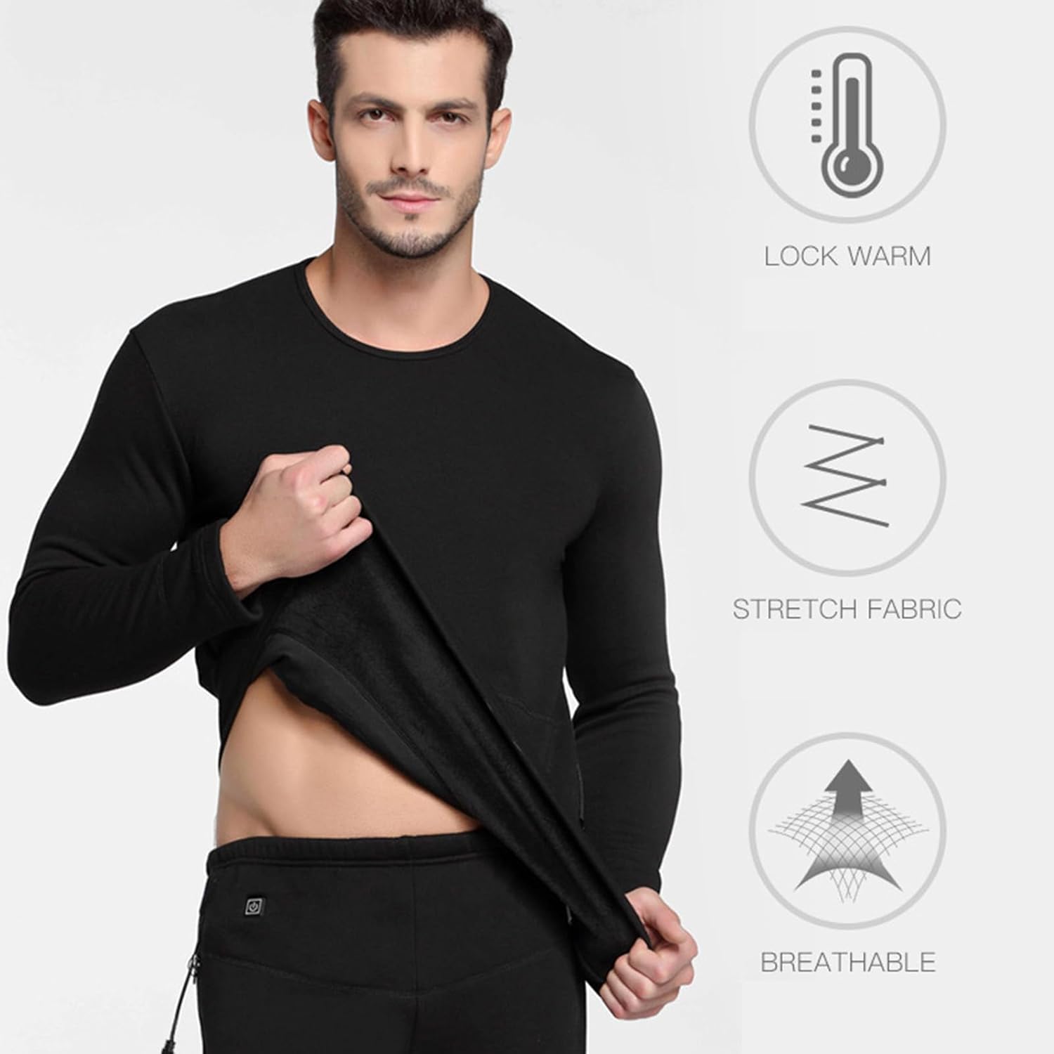 20 Areas Heated Thermal Underwear Set for Men and Women, App Control Fleece Lined Base Layer Shirt & Pants