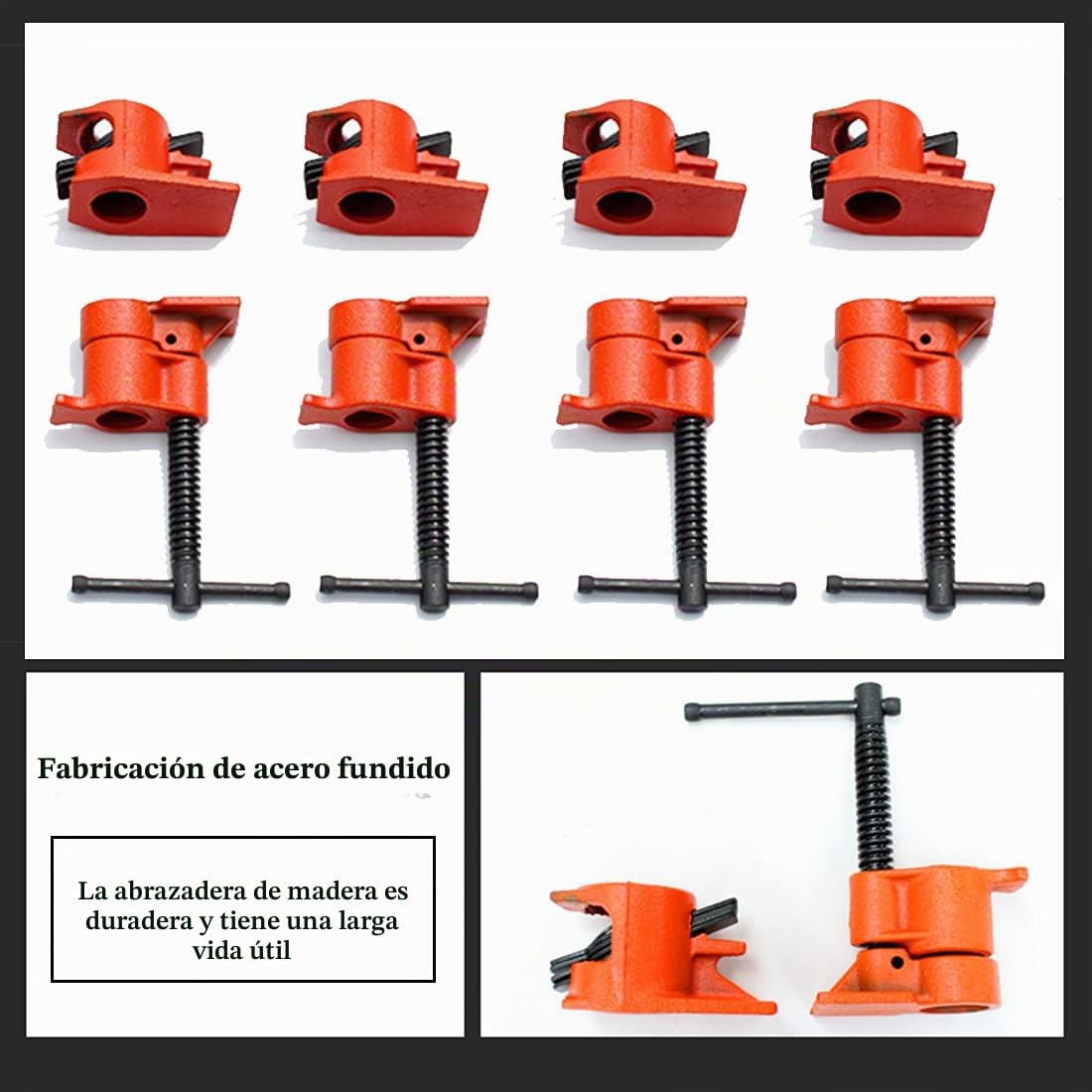 Abrazadera Tubo Carpintería, Abrazaderas para Carpinteros de 1/2", Abrazaderas de Tubo para Madera, Herramientas de Trabajo de Madera, Gabinete, Fijación de Tubería (2 uds)