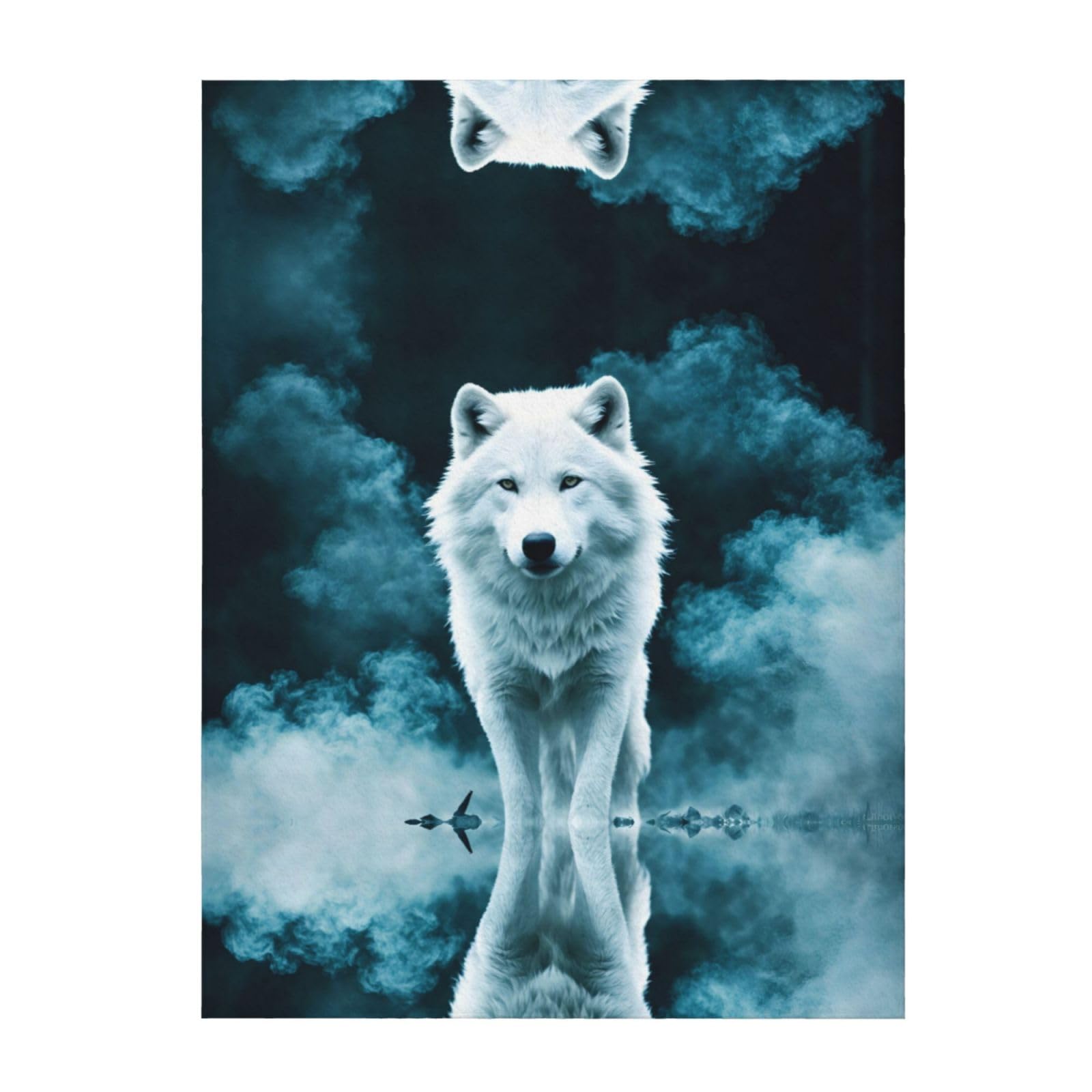 Couverture loup 152x127 cm imprimé fumé plaid chaud et léger pour lit et canapé