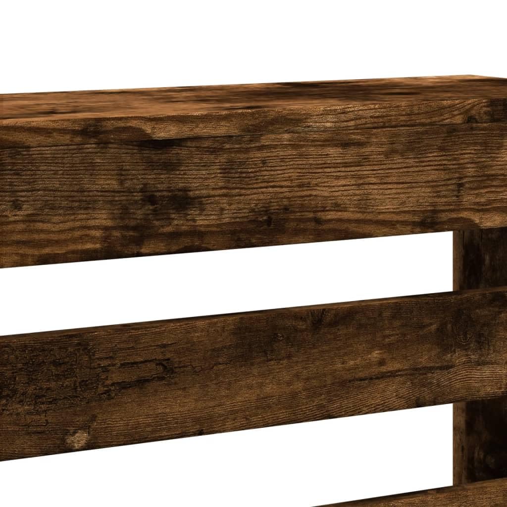 Revestimiento para radiadores de roble ahumado, 104 x 20 x 82 cm, material de madera con diseño de lamas, práctico estante, soporte de pared incluido, apto para salón, baño y dormitorio