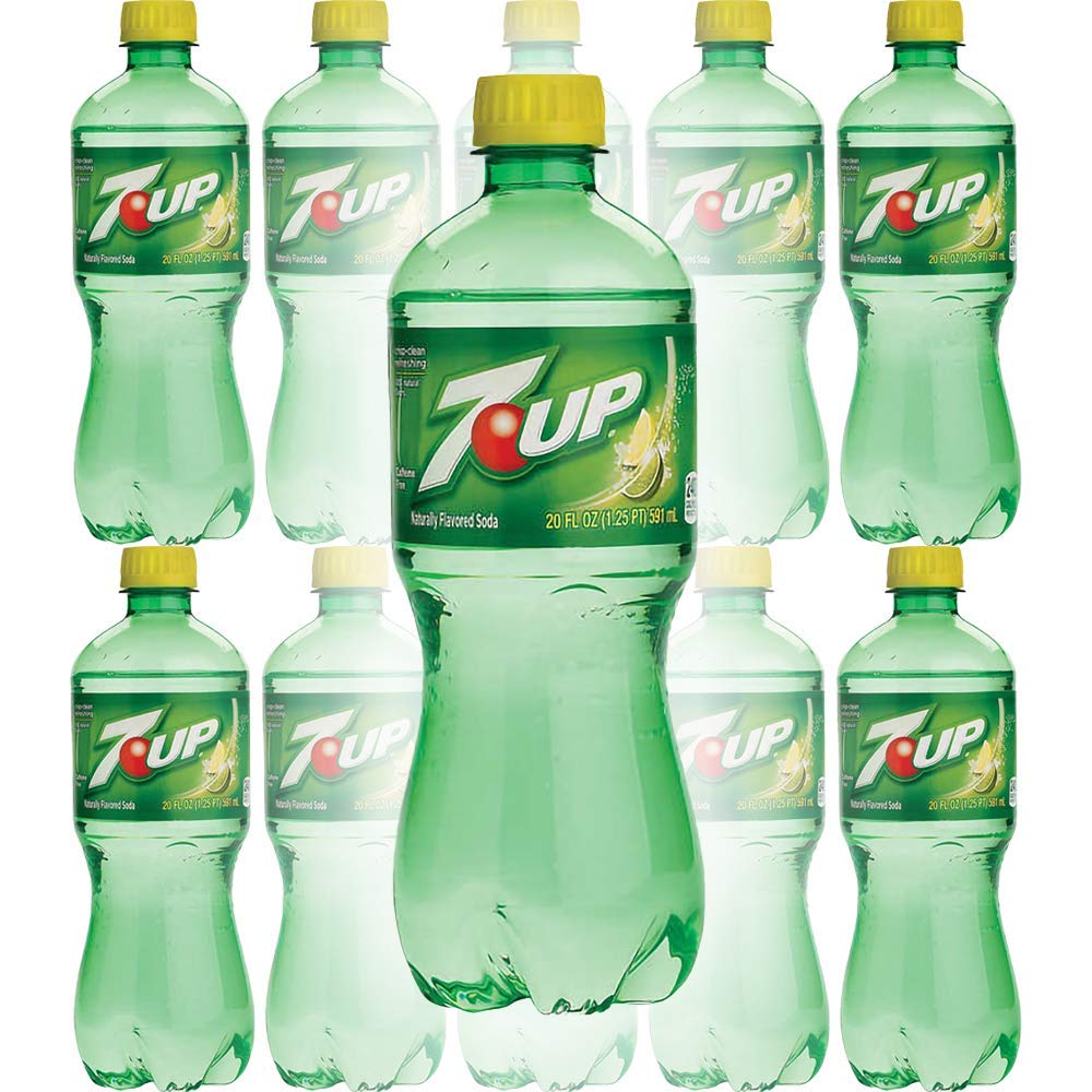 FOXCUP 7UP 20oz Lime Soda Bottles, Pack of 10 (Total of 200 FL OZ)