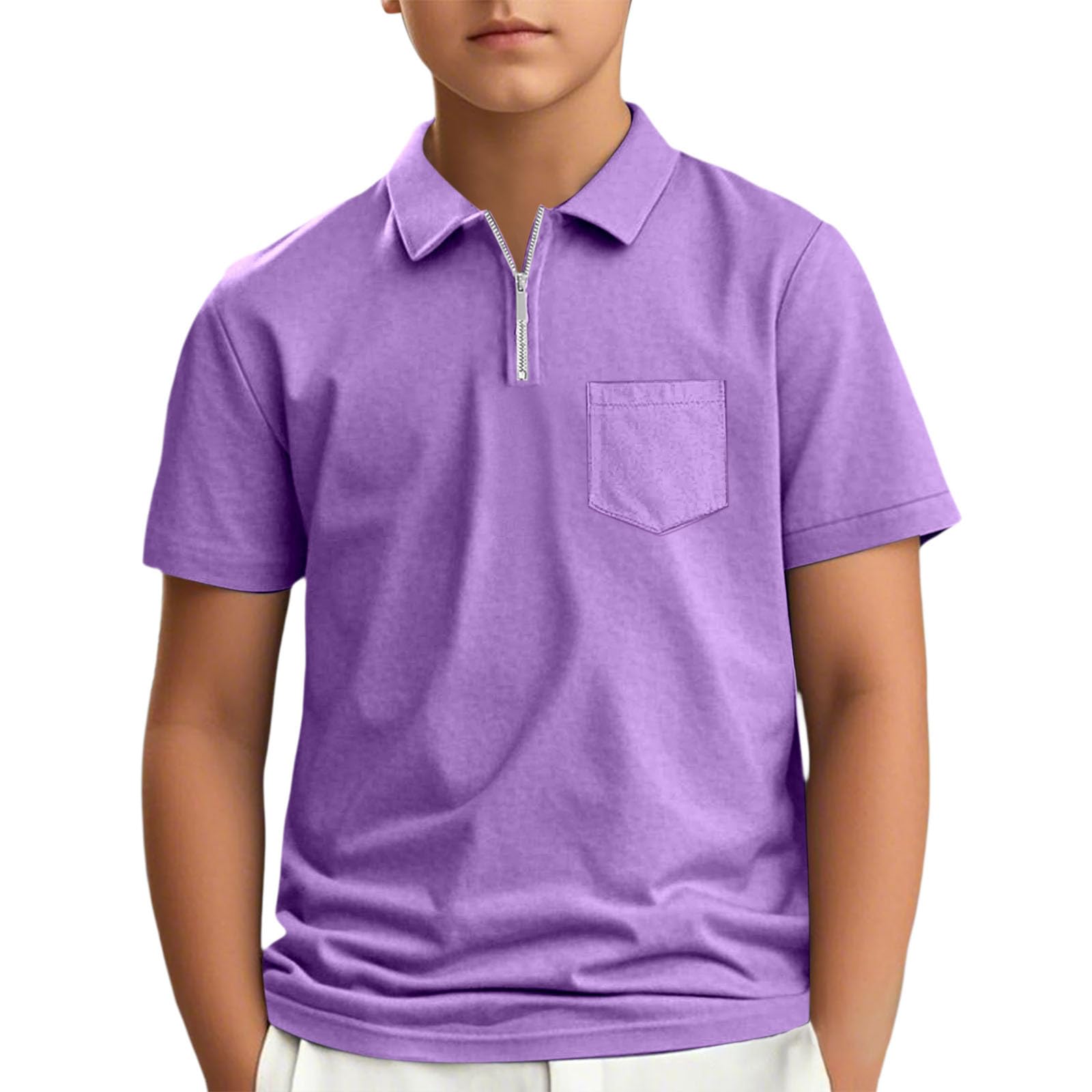 Polo de verano para chico, camiseta de manga corta para niño, transpirable, monocolor, básica, suave, corte regular, ropa fresca, escuela, uso diario, exterior