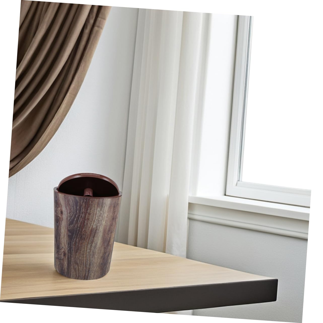 Hemobllo Cestino per Spazzatura Venature del Legno Cestino per Carta Straccia Grande Capacità in Plastica Pp Stile Fattoria Retrò per Casa Cucina Ufficio Bagno Camera da Letto