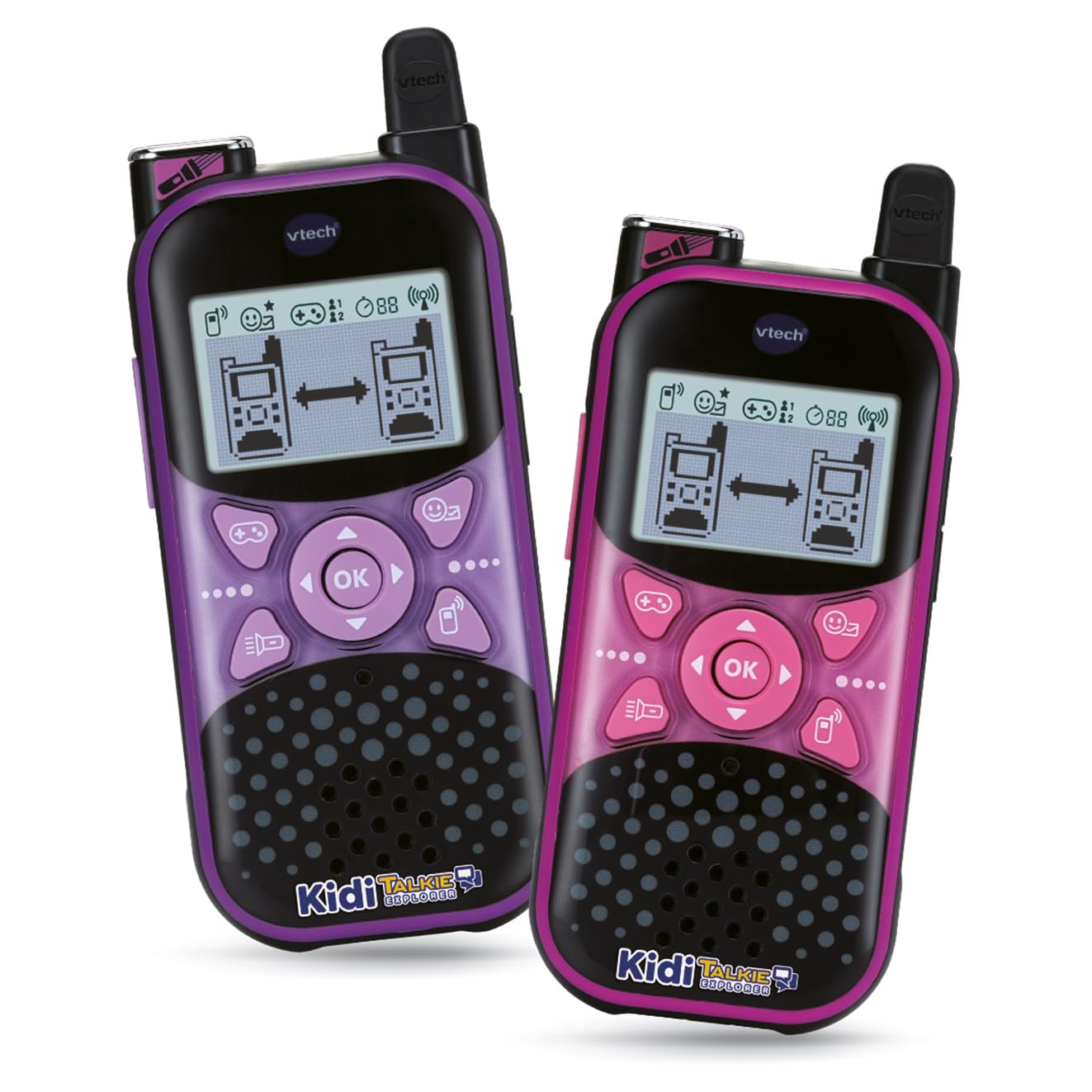 Vtech - Kiditalkie Explorer Morado/Rosa, Walkie-Talkies Infantil Con Linterna Y Efectos De Voz, EnvíO De Mensajes, FuncióN Cambio De Voz, Juegos, Regalo NiñOs +4 AñOs, VersióN Esp-image