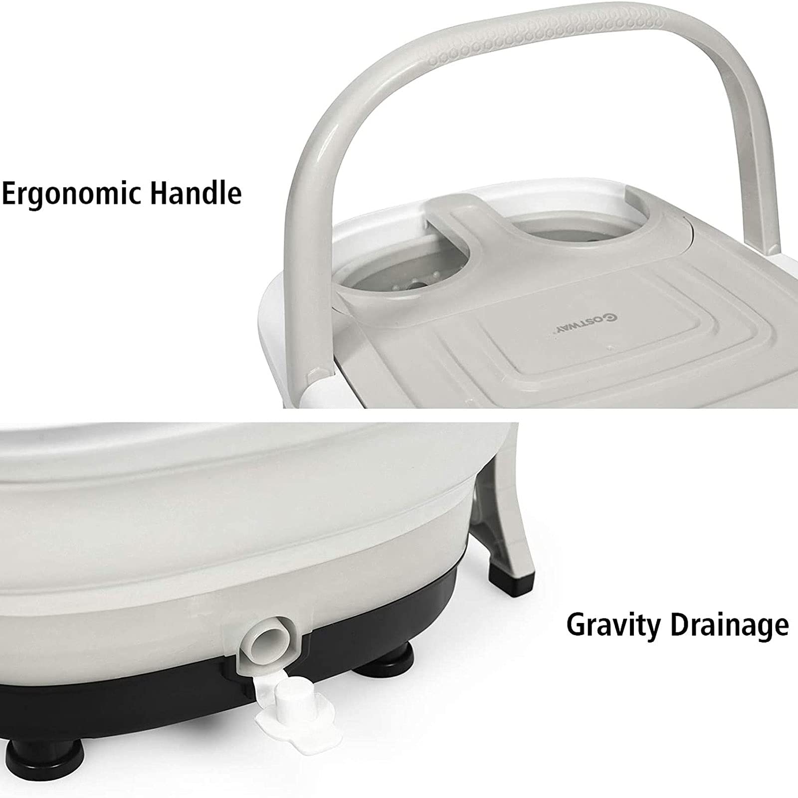 HMTE Masajeador de baño de SPA para pies, bañera de salón de pies Plegable con Temperatura de Calentamiento Ajustable y Rodillo eléctrico, fácil operación, Luces infrarrojas, función de Burbujas