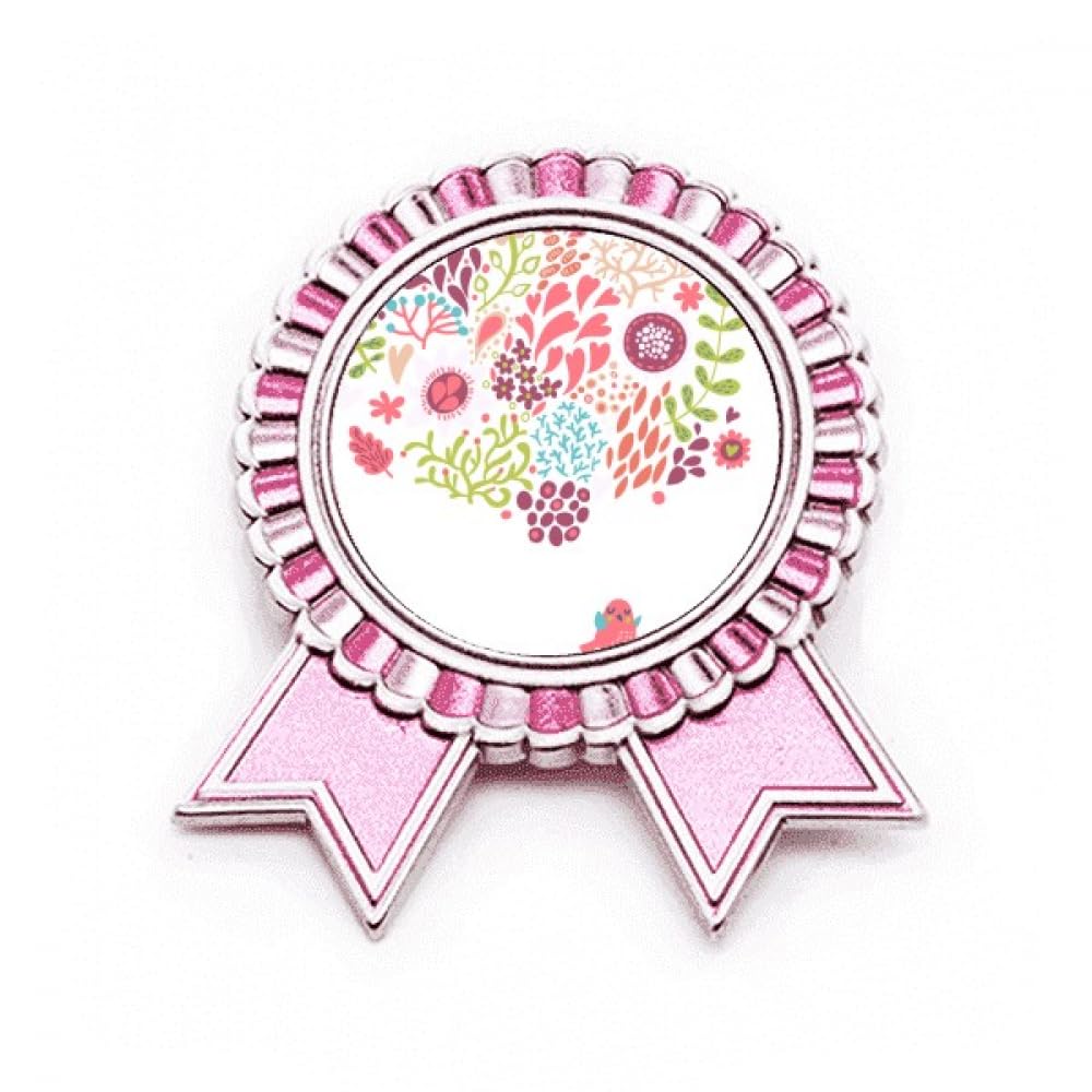 Broche rose fleurs oiseaux métal M bijoux de créateur rétro