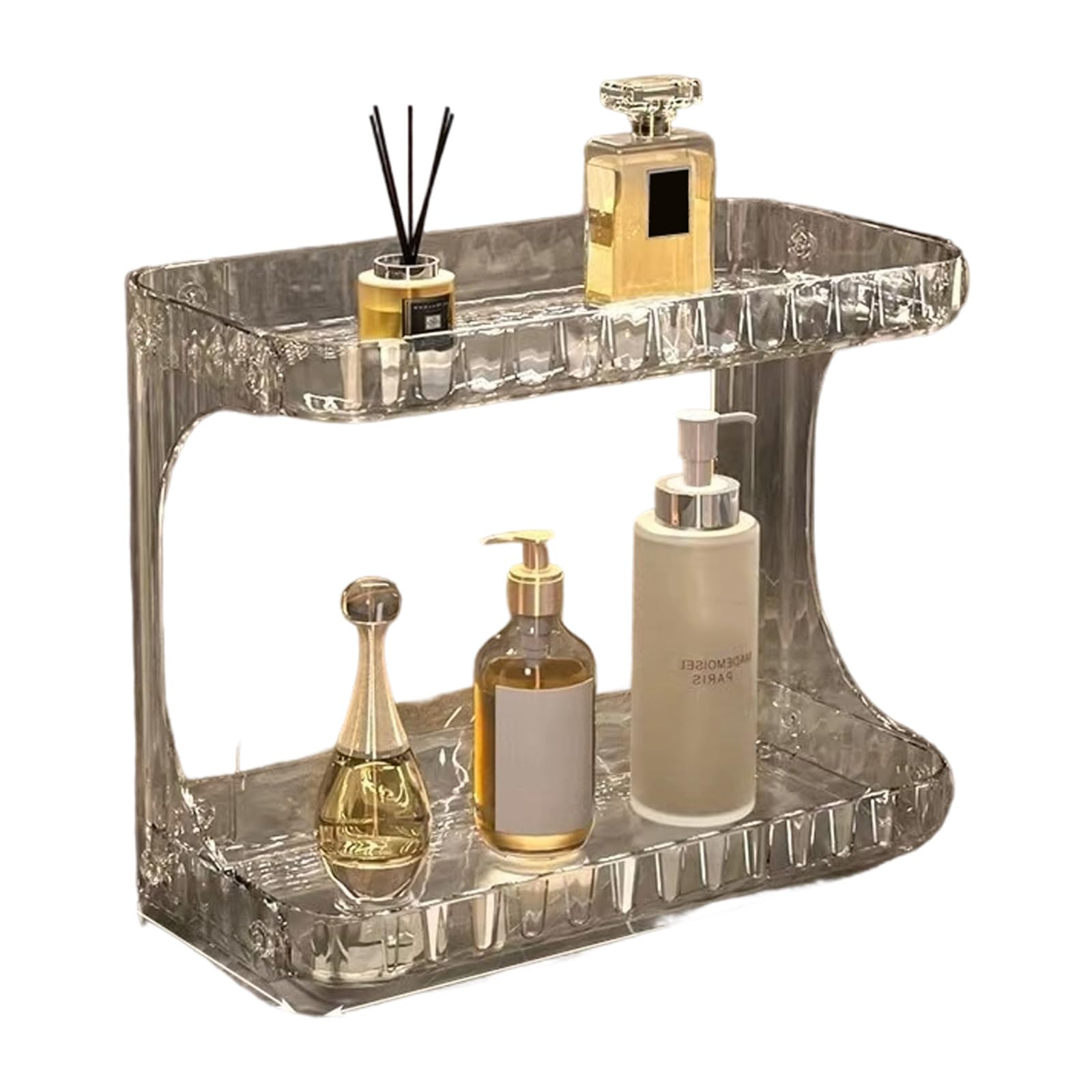 Lerpwige Elegant Double Layer Bathroom Shelf Organizers Sturdy Frame Secure Storage for Cosmetics for Home Decoration Shower Rack
