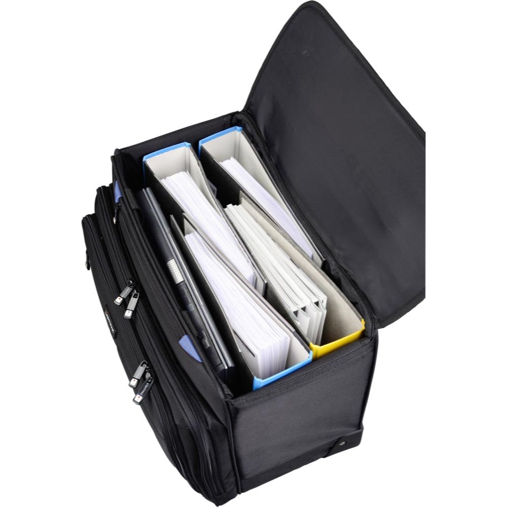 Leichter Pilotenkoffer aus Polyester von LIGHTPAK, Business-Koffer mit Notebookfach; Reise Handgepäck Laptop Business-Trolley für Kurzreisen in Schwarz mit Teleskop-Griff