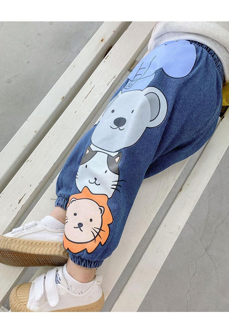 Googo Gaaga Boys Mid Rise Blue Denim Joggers with Cute Cartoon Prints | Soft Elastic Waist Jeans Pants for | Casual Trousers Stylish Playtime Outfits (in, Age, 6 Years, 7 Years, Regular) - Image 3 thumbnail