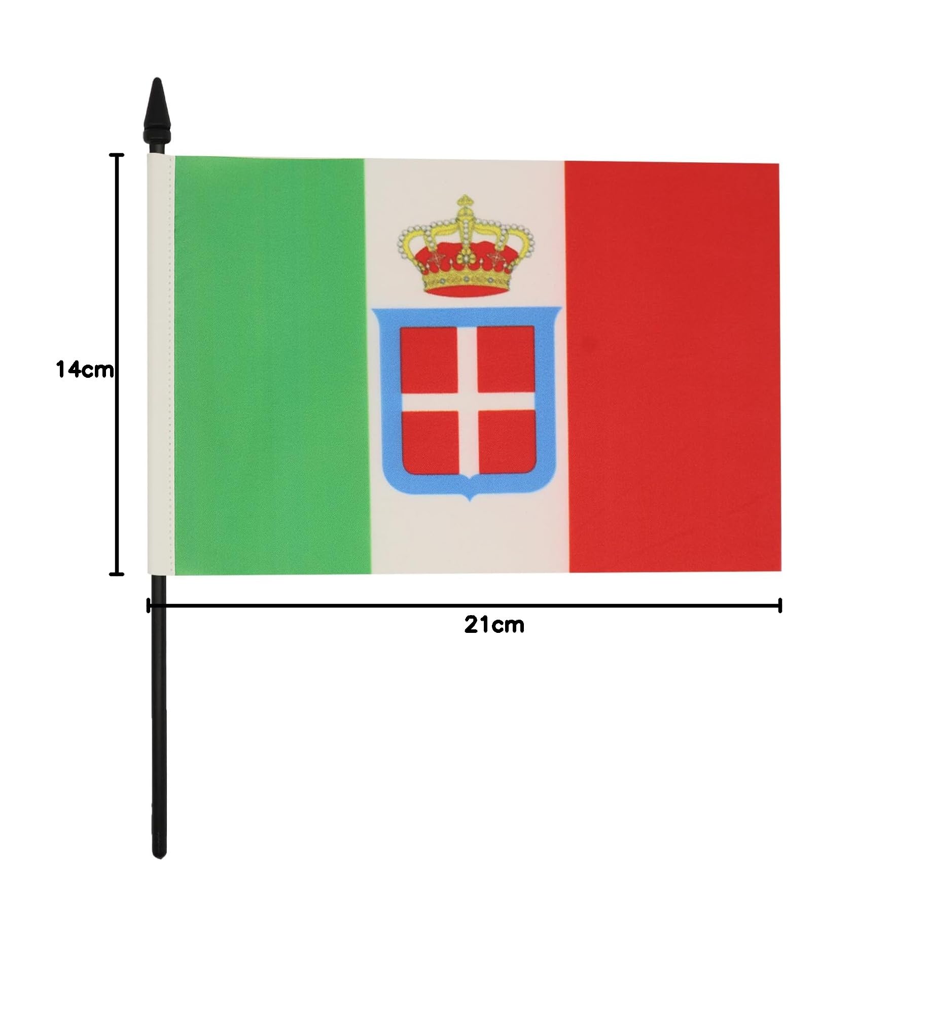 AZ FLAG Bandiera Da Tavolo Regno D'Italia Corona 21x14 cm Piccola Bandierina Reale Italiana
