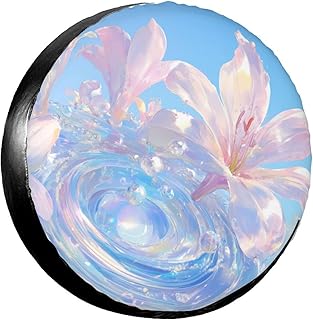 Protector de rueda de repuesto, diseño de gotas de agua, color rosa claro, impermeable, a prueba de polvo, ajuste universal para Jeep, remolque, RV, SUV, cámper, vehículo de 16 pulgadas