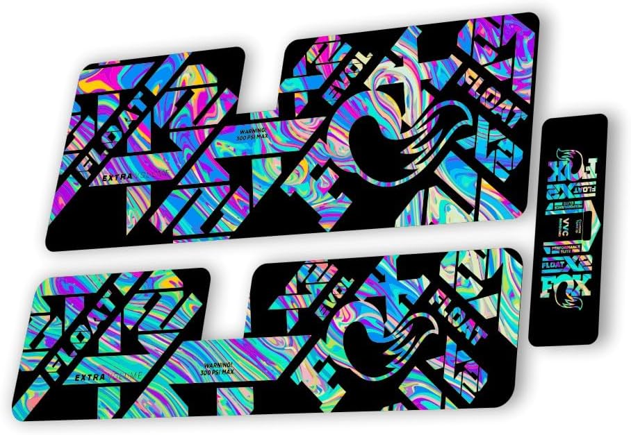 Rear Shock Replacement Decal Sticker Compatibale for Fox X2 Performance Elite 2021 Series Oil Slick 1 (Matte)