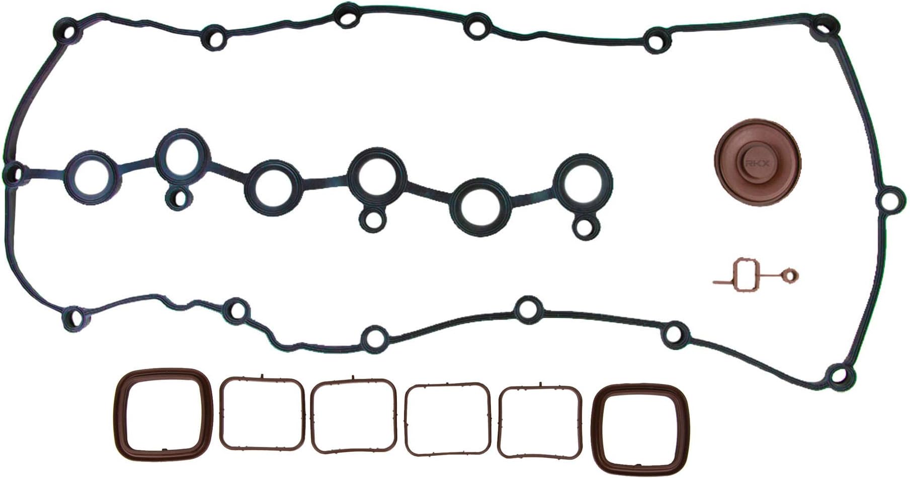 RKX 3.6 & 3.2 Engine Valve Cover PCV Valve Diaphragm membrane replacement compatible with VW Audi V6 VR6 R32 (3.6L Full Gasket set - 2 PIECE MANIFOLD)